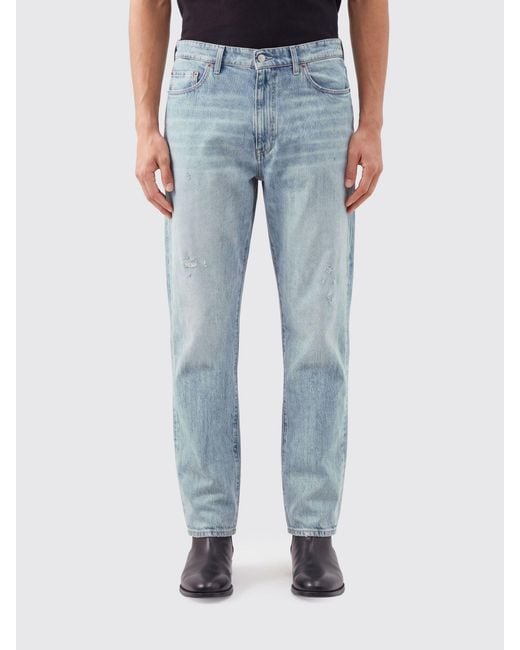 MM6 by Maison Margiela Blue Straight-Leg Distressed-Effect Cotton Denim Jeans for men