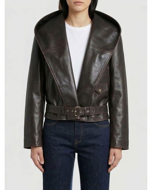 Alaïa Black Leather Hooded Jacket
