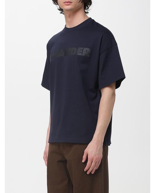 Jil Sander Blue Cotton T-Shirt With Logo for men