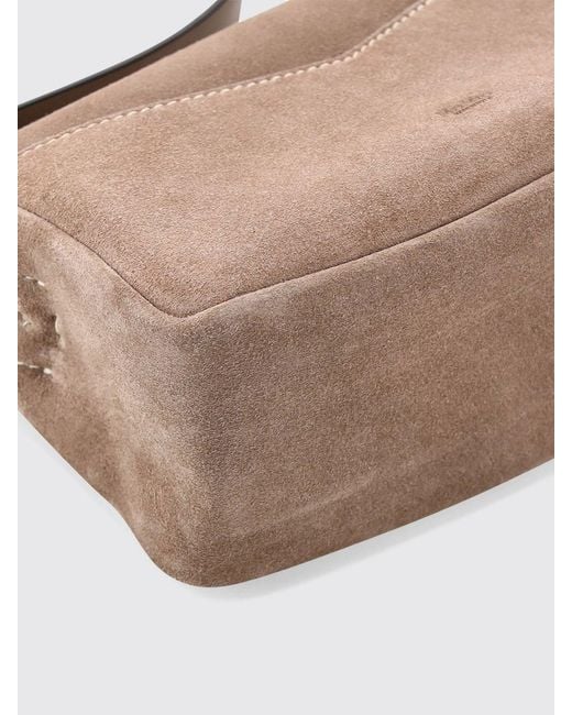 Max Mara Natural Umhängetasche Aus Wildleder Mit Logo-Charm