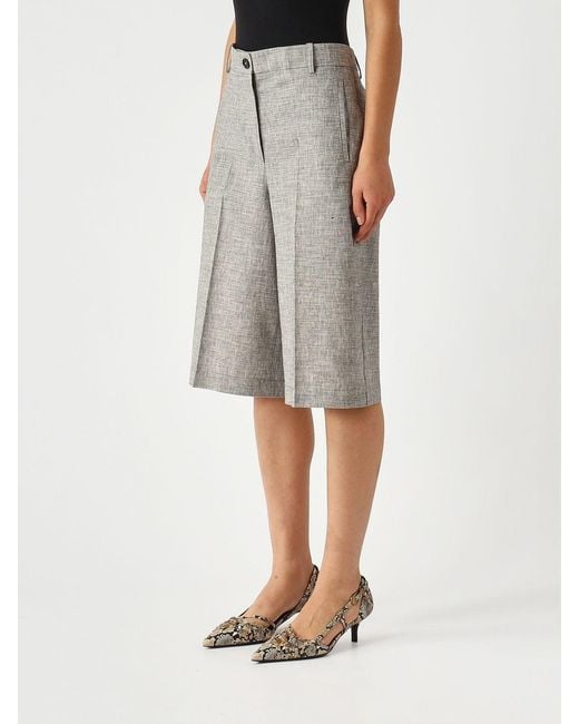 Pinko Gray Cotton And Linen Blend Shorts
