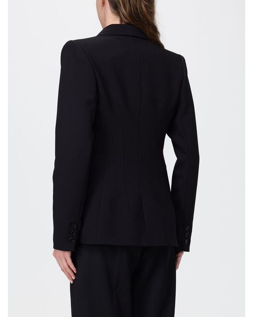 Elisabetta Franchi Black Double-Breasted Crêpe Blazer With Padded Shoulders