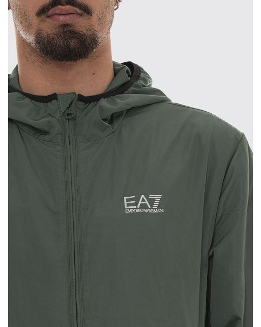 EA7 Green Technical Fabric Hooded Jacket for men