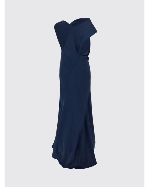 Alberta Ferretti Blue Long Satin Slip Dress For Ceremonies And Events