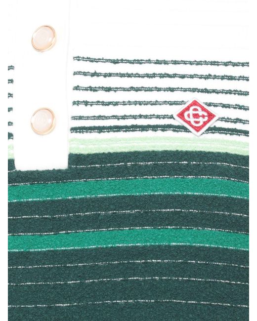 Casablanca Green Striped Cotton-Knit Slim Fit Polo