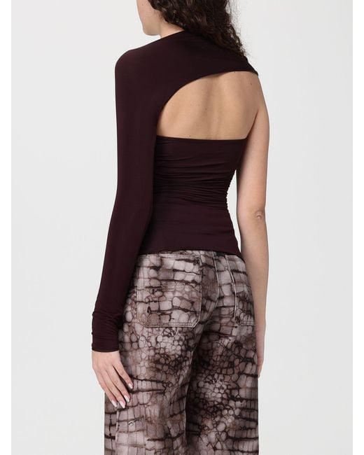 Elisabetta Franchi Purple Stretch Viscose Cut Out Top