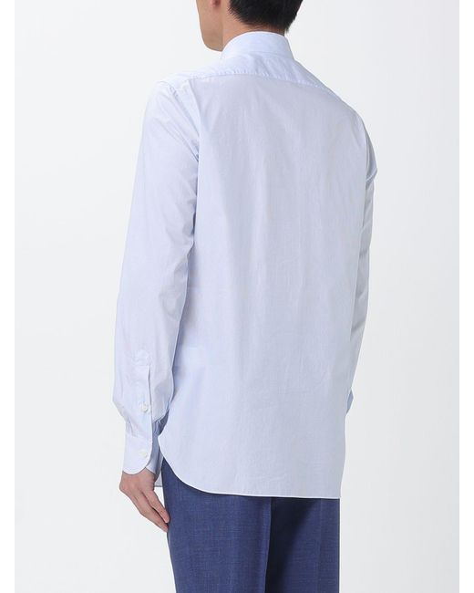 Luigi Borrelli Napoli Blue Classic Striped Cotton Shirt for men