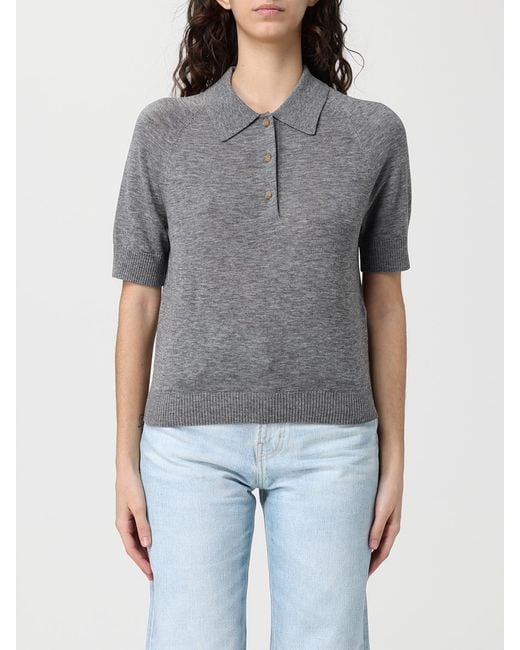Victoria Beckham Gray Wool Knit Polo Shirt