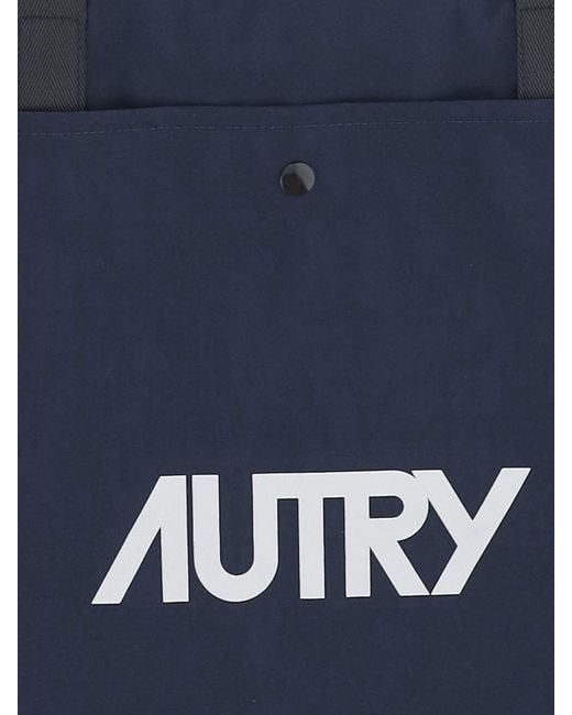 Autry Blue Nylon Tote Bag