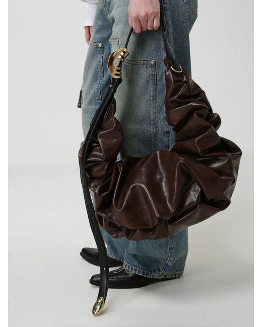 DIESEL Brown Grab-D Ruched Polyurethane Bag