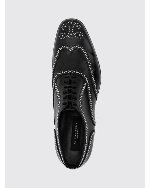 Philipp Plein White Leather Derby Shoes With Micro Studs for men