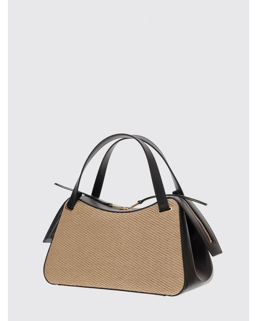Jil Sander Natural Dune Raffia And Leather Bag