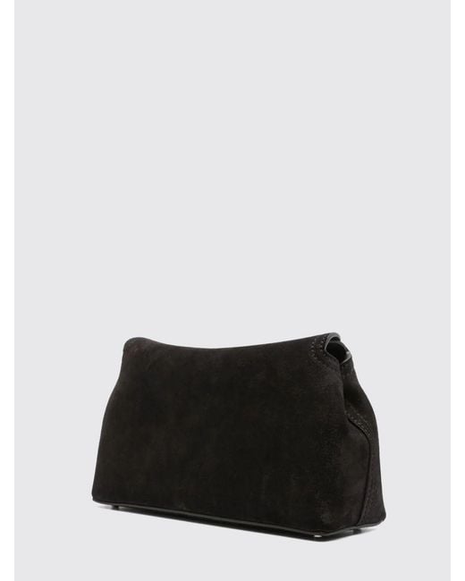 Totême  Black T-Lock Suede Shoulder Bag With Turn-Lock Closure