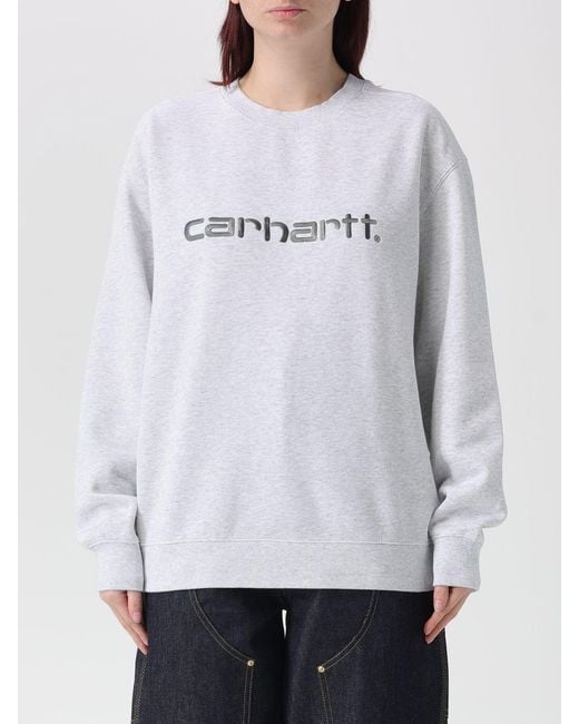 Carhartt Gray Cotton Blend Crew Neck Sweatshirt With Logo