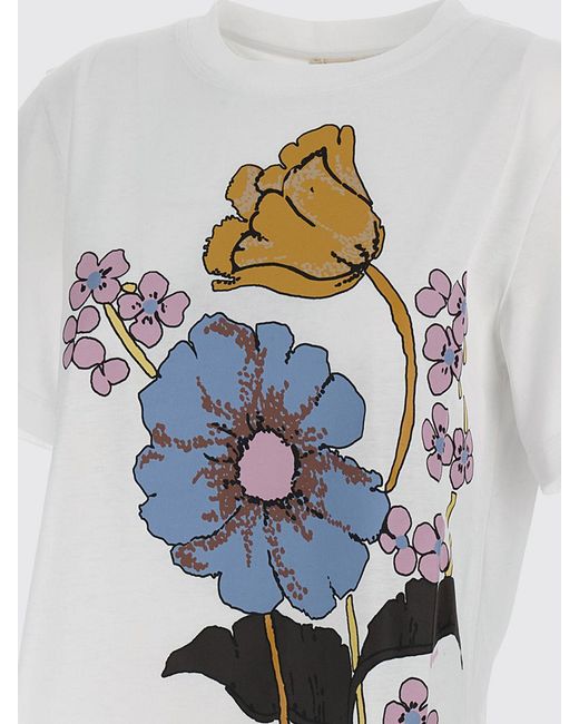 Marni White Cotton T-Shirts With Floral Print
