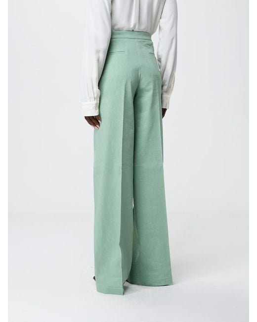 Pinko Green Linen Blend Palazzo Trousers