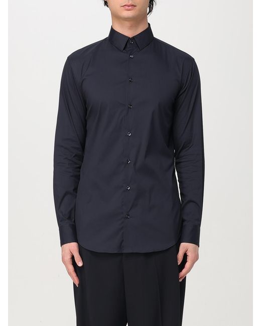 Giorgio Armani Blue Classic Stretch Cotton Shirt for men