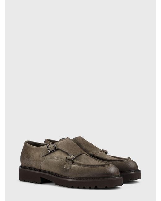 Doucal's Multicolor Suede And Split Leather Monk Strap Shoes for men