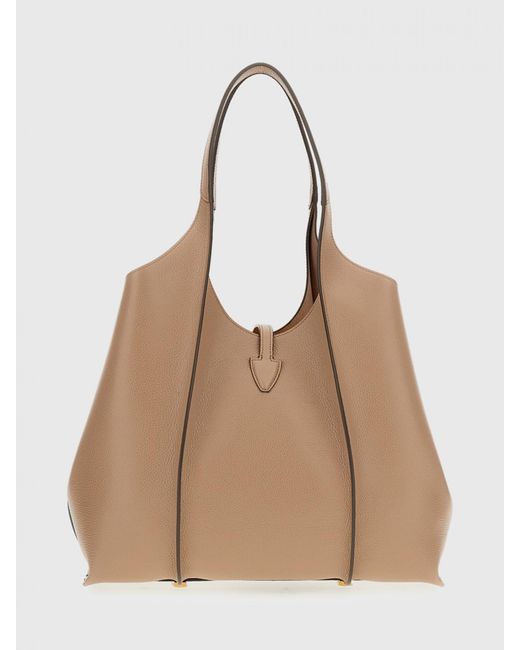 Tod's Natural Medium T Timeless Leather Shopping Bag