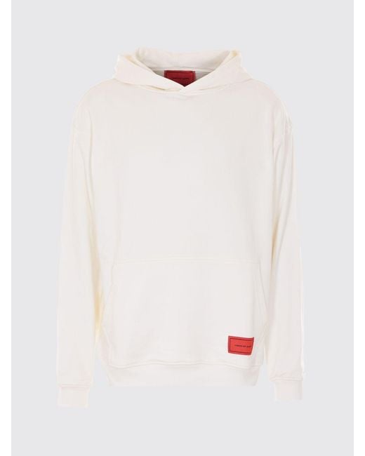 Vision Of Super White Cotton Hoodie With Hearts Print And Pocket for men