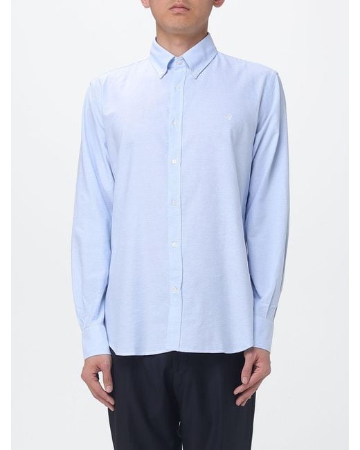 Brooksfield Blue Cotton Poplin Shirt for men