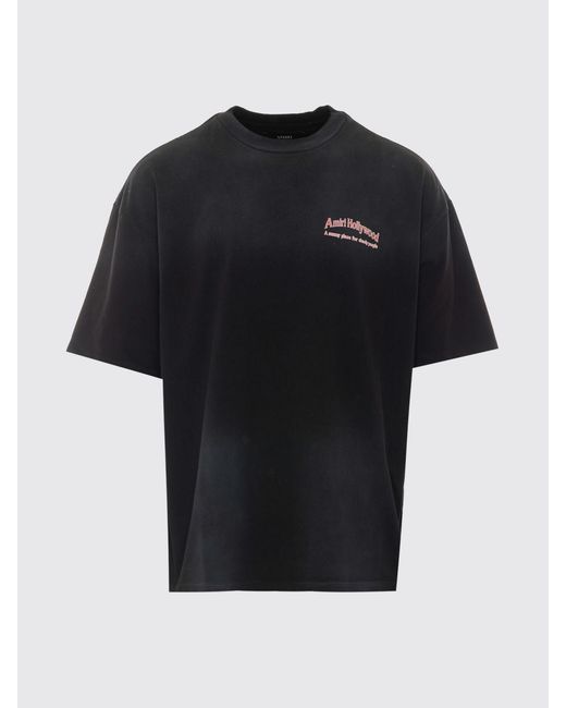 Amiri Black Relaxed Fit Cotton T-Shirt With Graphic Print And Dropped Shoulders for men