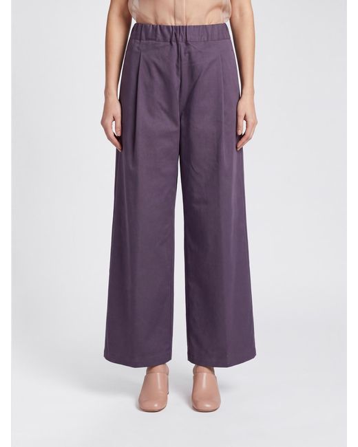 Semicouture Purple High-Waisted Wide-Leg Trousers