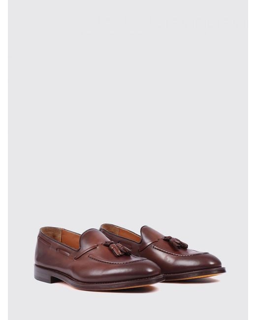 Doucal's Brown Leather Loafers With Tassels for men