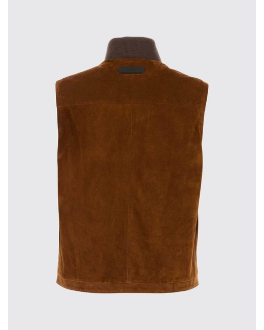 Brioni Brown Suede Leather Vest for men