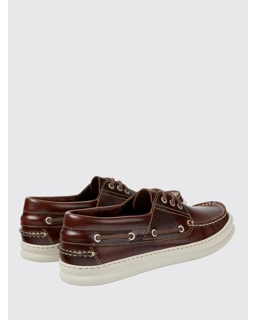 Camper Brown Runner Leather Boat Loafers for men