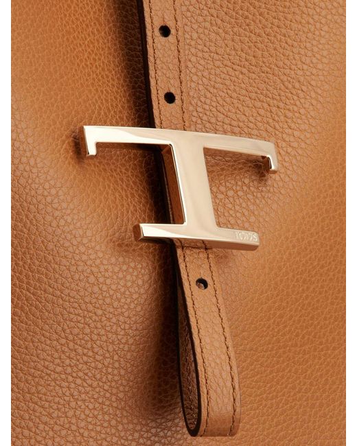 Tod's Brown Grained Calfskin Shoulder Bag