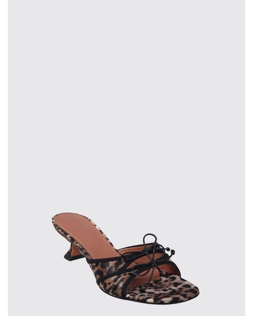 AMINA MUADDI Brown Eleonora Animalier Satin Mules With A Low Spool Heel