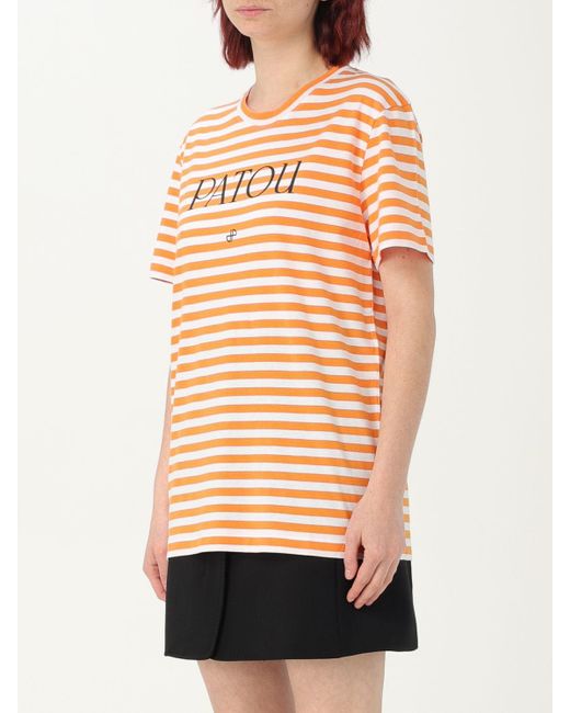 T-shirt in cotone a righe di Patou in Orange