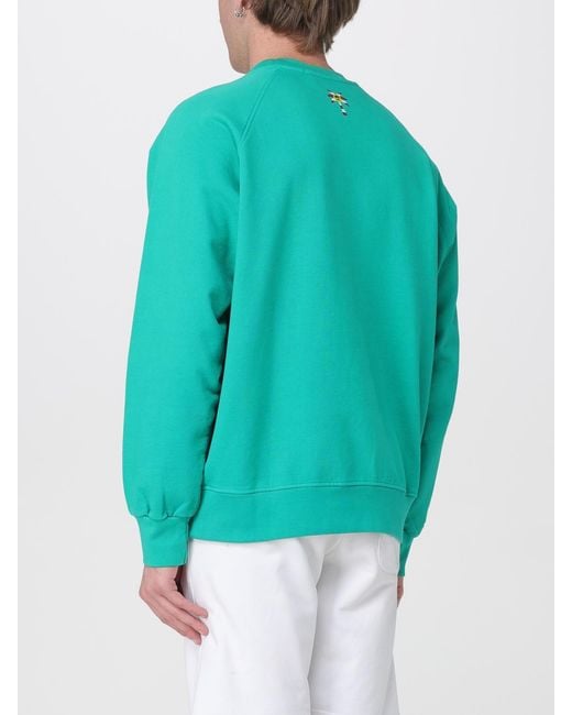 Barrow Blue Cotton Crewneck Sweatshirt With Logo for men