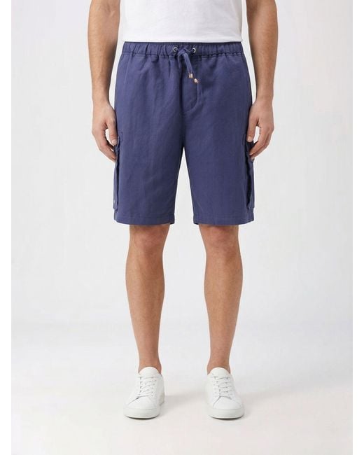 Brunello Cucinelli Blue Linen And Cotton Shorts for men