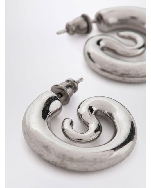 Pendientes De Aro Serpent Bicolor Chapados En Oro De 18 Qt Panconesi de color Metallic