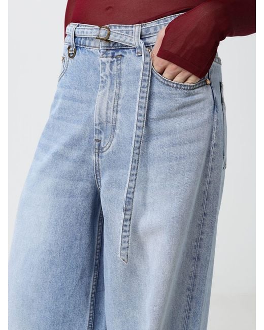 Zimmermann Blue Indra High-Waisted Wide-Leg Denim Jeans With Belt