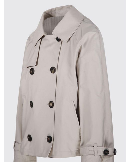 Max Mara Natural Double-Breasted Cotton Blend Trench Coat