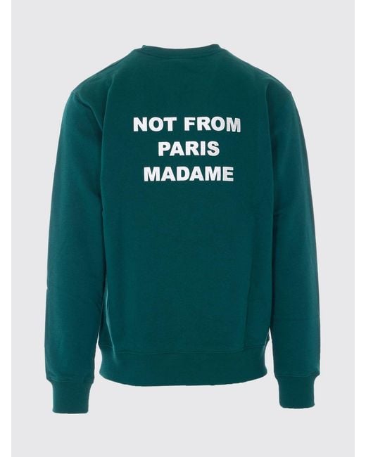 Drole de Monsieur Green Cotton Crewneck Sweatshirt With Logo for men