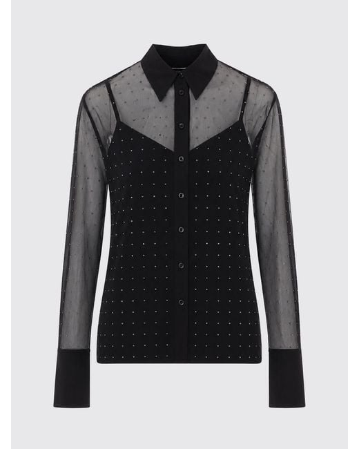 Liu Jo Blue Long-Sleeved Polyester Shirt With Applied Crystals