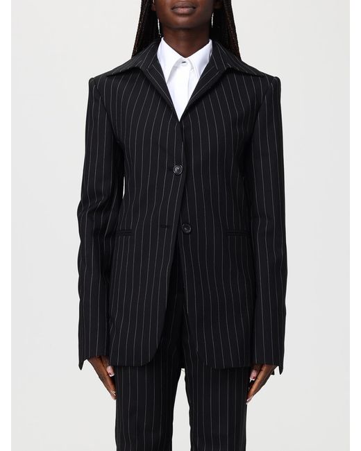 Sportmax Blue Pinstriped Virgin Wool Blazer