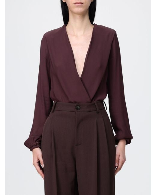 Elisabetta Franchi Purple Georgette Bodysuit Blouse