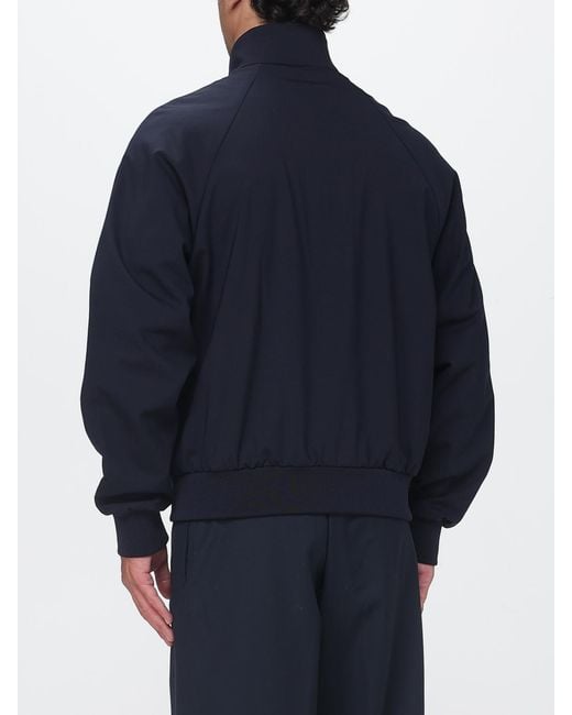 Emporio Armani Blue Wool-Blend Bomber Jacket With High Neck And Tone-On-Tone Logo for men