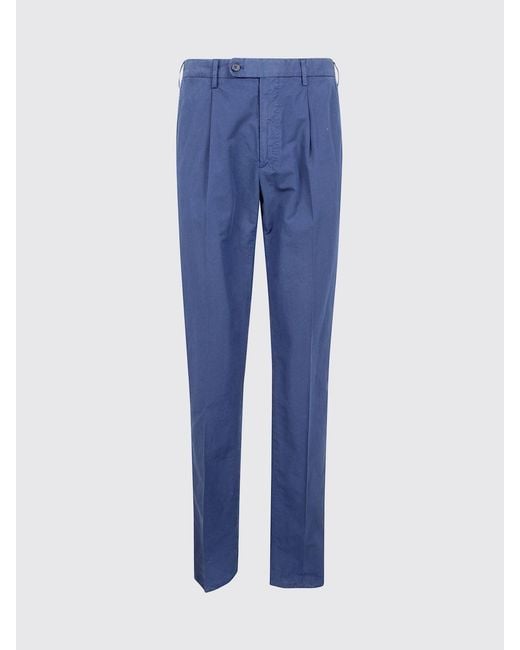 Incotex Blue Slim Fit Cotton And Linen Blend Chino Trousers for men