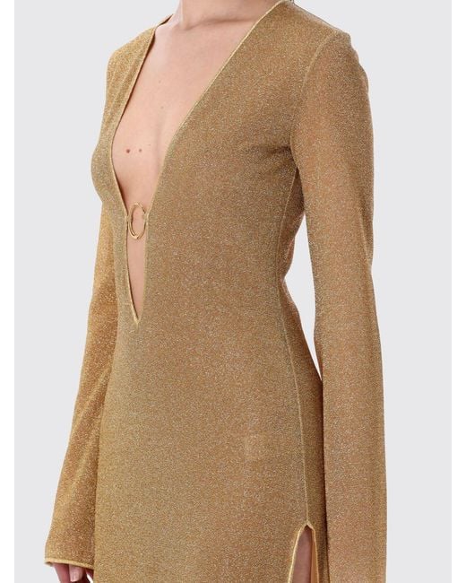 Oseree Natural Lurex Long Dress