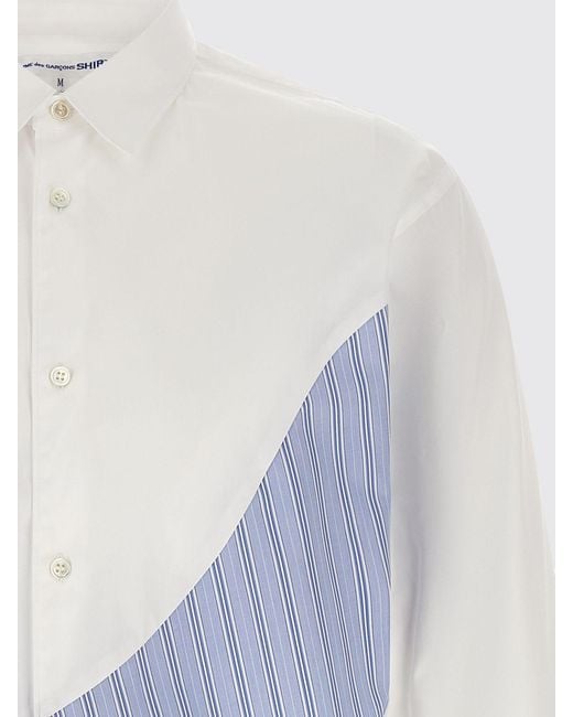 Comme des Garçons Blue Striped Long-Sleeved Cotton Shirt for men