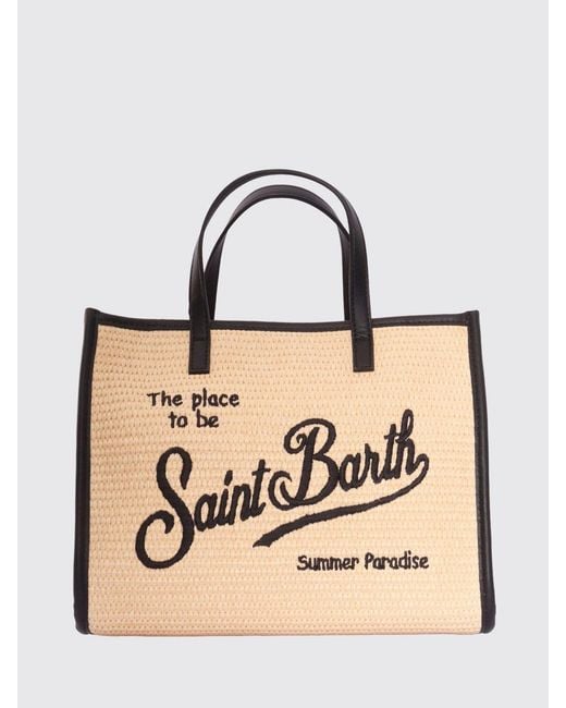 Mc2 Saint Barth Natural Vivian Straw And Faux Leather Handbag