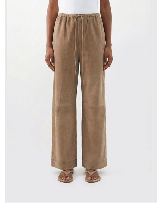By Malene Birger Natural Suede Trousers