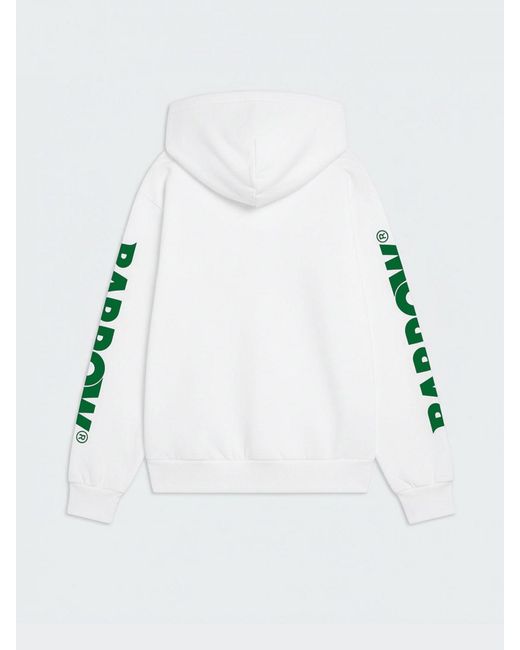 Barrow White Cotton Hoodie With Logo for men
