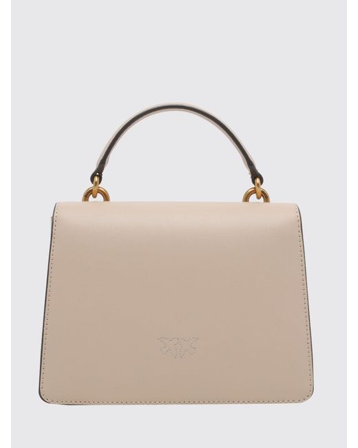 Pinko Natural Mini Love Bag Monogram Calf Leather Handbag With Logo